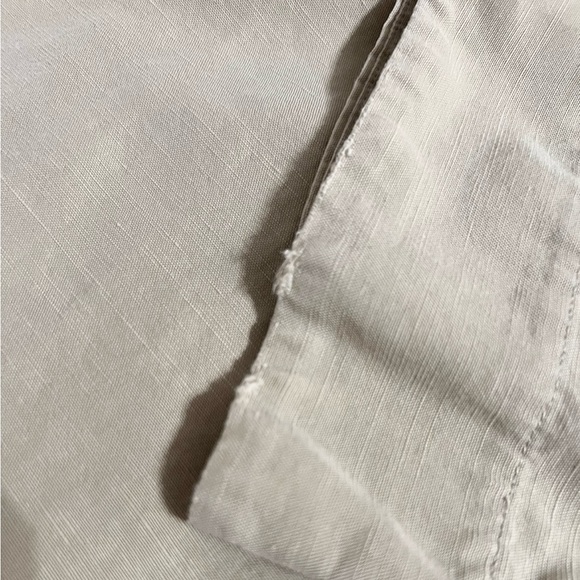 JONATHAN SIMKHAI Khaki Sage Linen High Rise Wide Leg Crochet Trim Trousers 10 - Picture 11 of 11